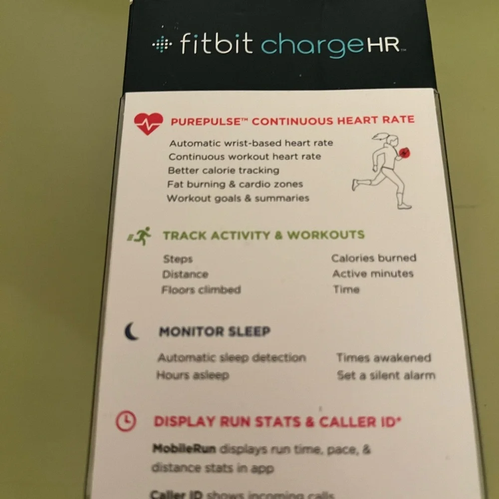 NIB Fitbit ChargeHR unopened pink heart rate and activity wristband, size large